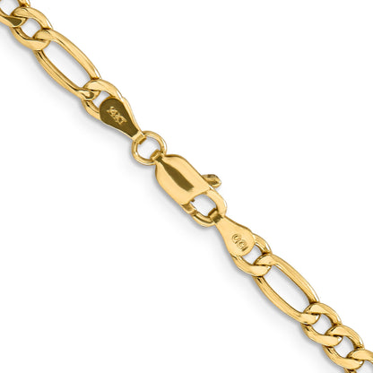 2 Inch 10k Yellow Gold 4.2mm Semi-Solid Figaro Chain Necklace
