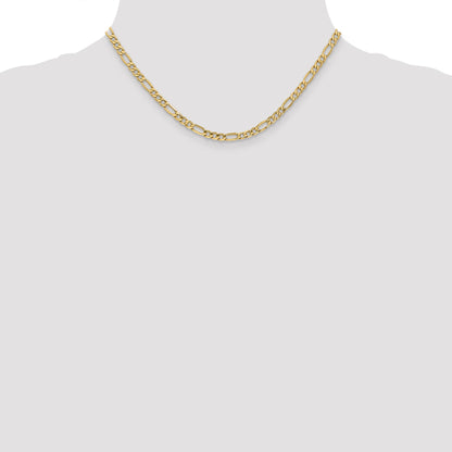 16 Inch 10k Yellow Gold 4.2mm Semi-Solid Figaro Chain Necklace