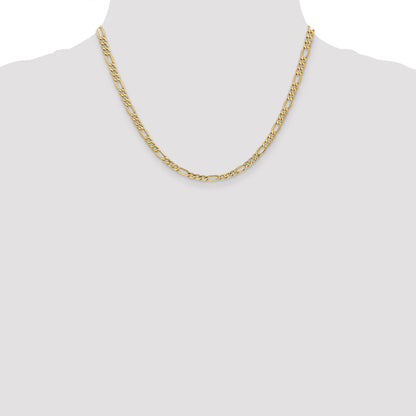 18 Inch 10k Yellow Gold 4.2mm Semi-Solid Figaro Chain Necklace