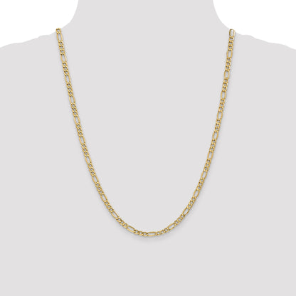 24 Inch 10k Yellow Gold 4.2mm Semi-Solid Figaro Chain Necklace
