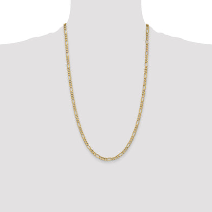 26 Inch 10k Yellow Gold 4.4mm Semi-Solid Figaro Chain Necklace