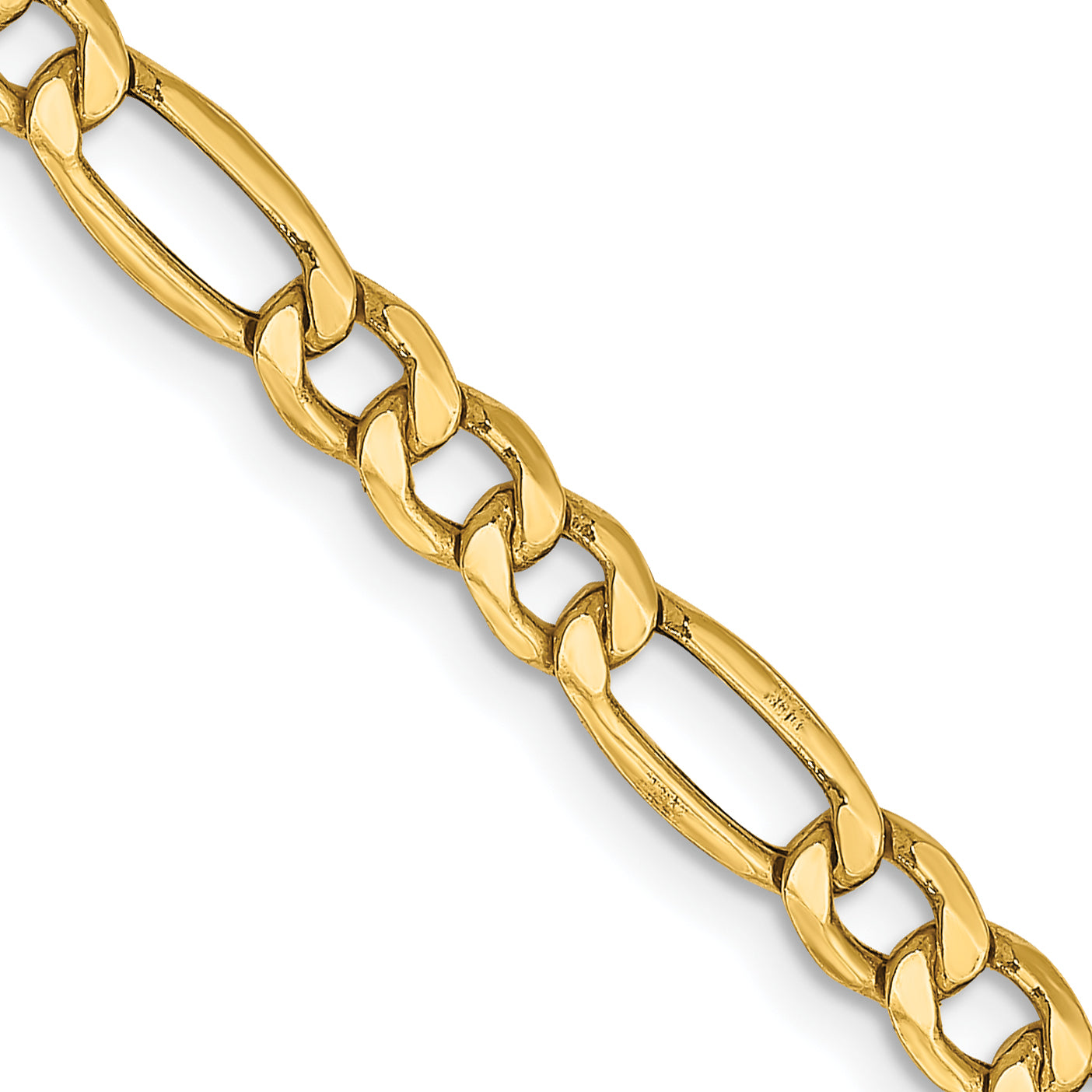 26 Inch 10k Yellow Gold 4.4mm Semi-Solid Figaro Chain Necklace