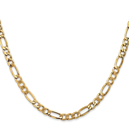 2 Inch 10k Yellow Gold 5.35mm Semi-Solid Figaro Chain Necklace