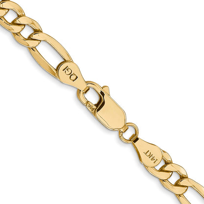 22 Inch 10k Yellow Gold 5.35mm Semi-Solid Figaro Chain Necklace
