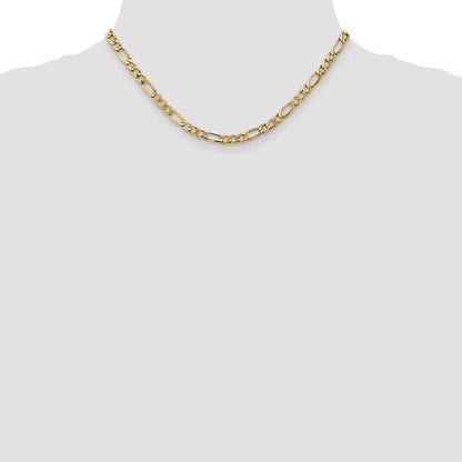 16 Inch 10k Yellow Gold 5.35mm Semi-Solid Figaro Chain Necklace