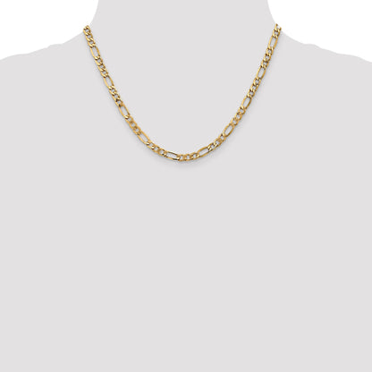 18 Inch 10k Yellow Gold 5.35mm Semi-Solid Figaro Chain Necklace
