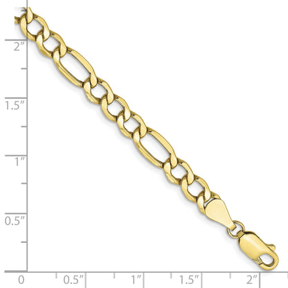 8 Inch 10k Yellow Gold 5.35mm Semi-Solid Figaro Chain Bracelet