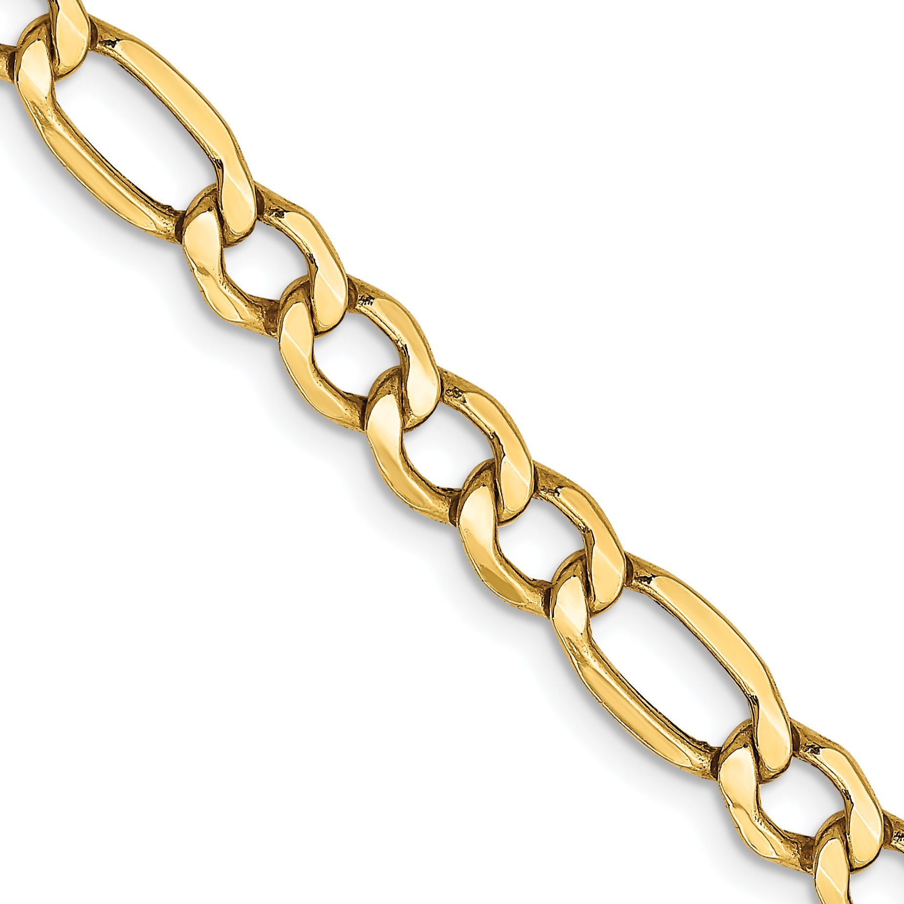 26 Inch 10k Yellow Gold 5.35mm Semi-Solid Figaro Chain Necklace