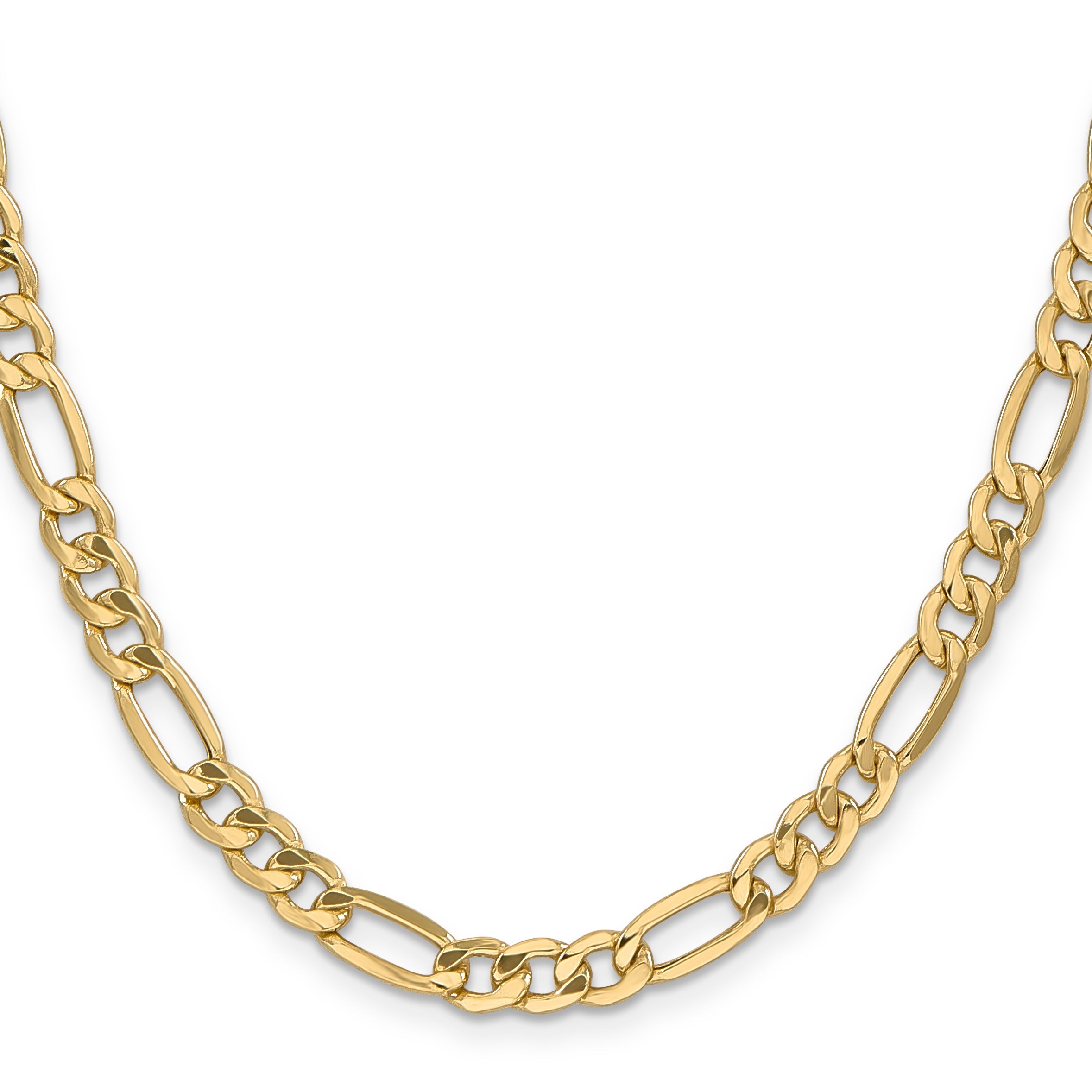 24 Inch 10k Yellow Gold 6.25mm Semi-Solid Figaro Chain Necklace