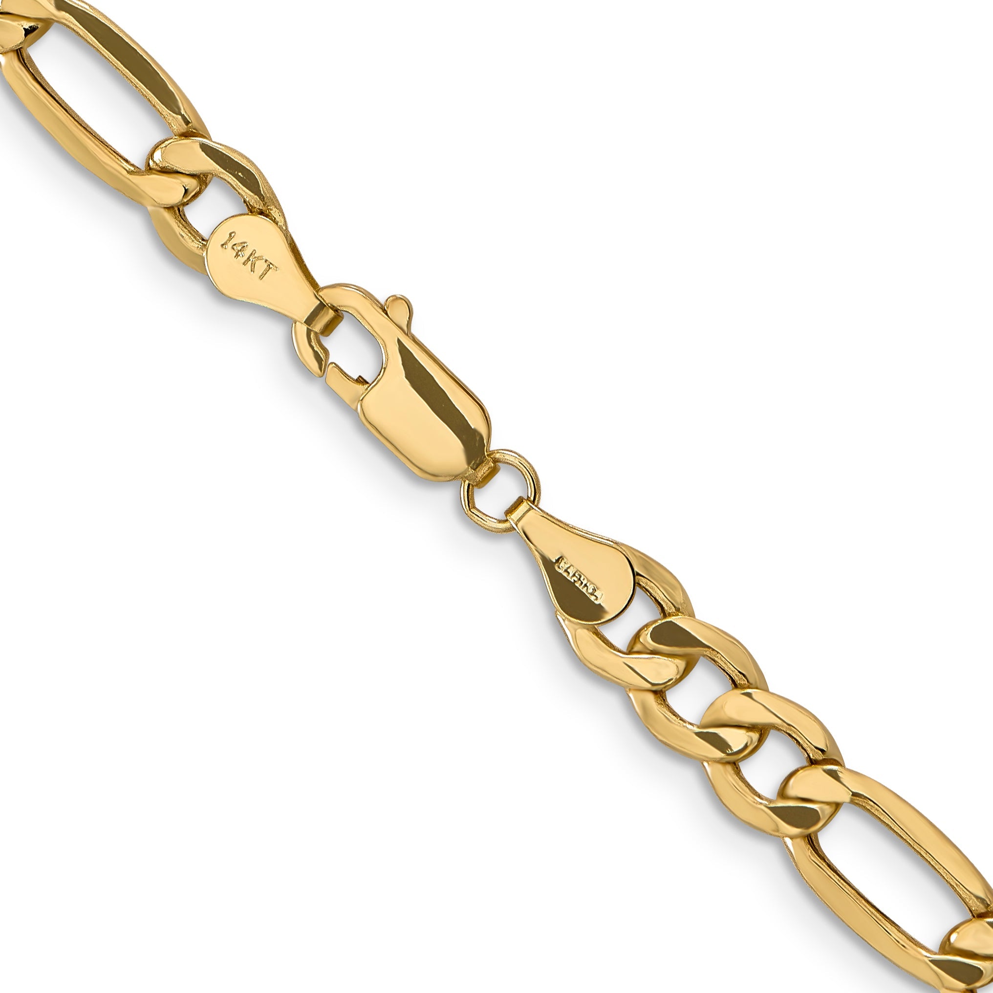 2 Inch 10k Yellow Gold 6.25mm Semi-Solid Figaro Chain Necklace