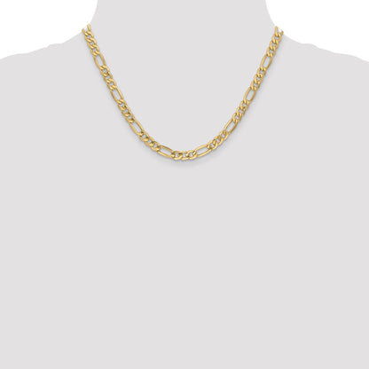 18 Inch 10k Yellow Gold 6.25mm Semi-Solid Figaro Chain Necklace