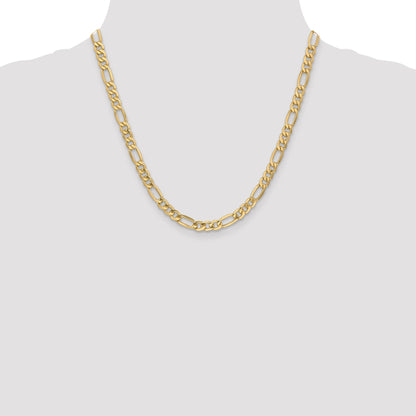 2 Inch 10k Yellow Gold 6.25mm Semi-Solid Figaro Chain Necklace