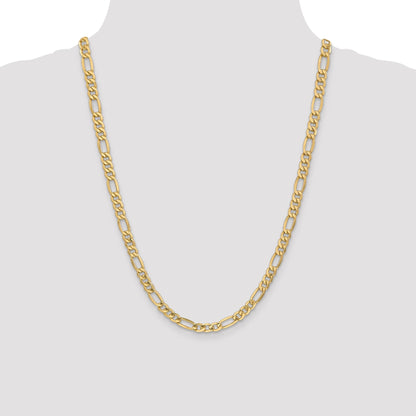 24 Inch 10k Yellow Gold 6.25mm Semi-Solid Figaro Chain Necklace
