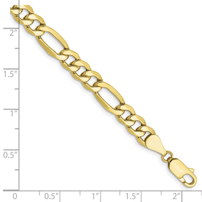 8 Inch 10k Yellow Gold 6.25mm Semi-Solid Figaro Chain Bracelet