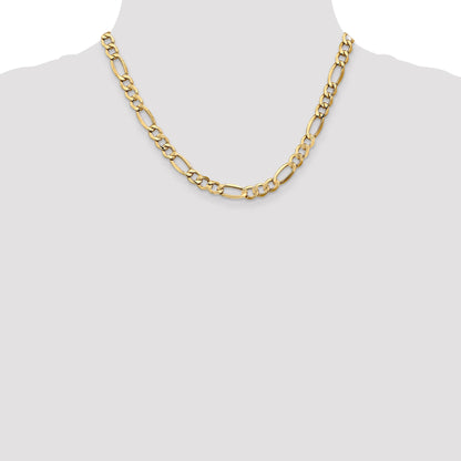 18 Inch 10k Yellow Gold 7.3mm Semi-Solid Figaro Chain Necklace