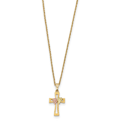 10k Tri Color Tri-Color Black Hills Gold Cross Necklace