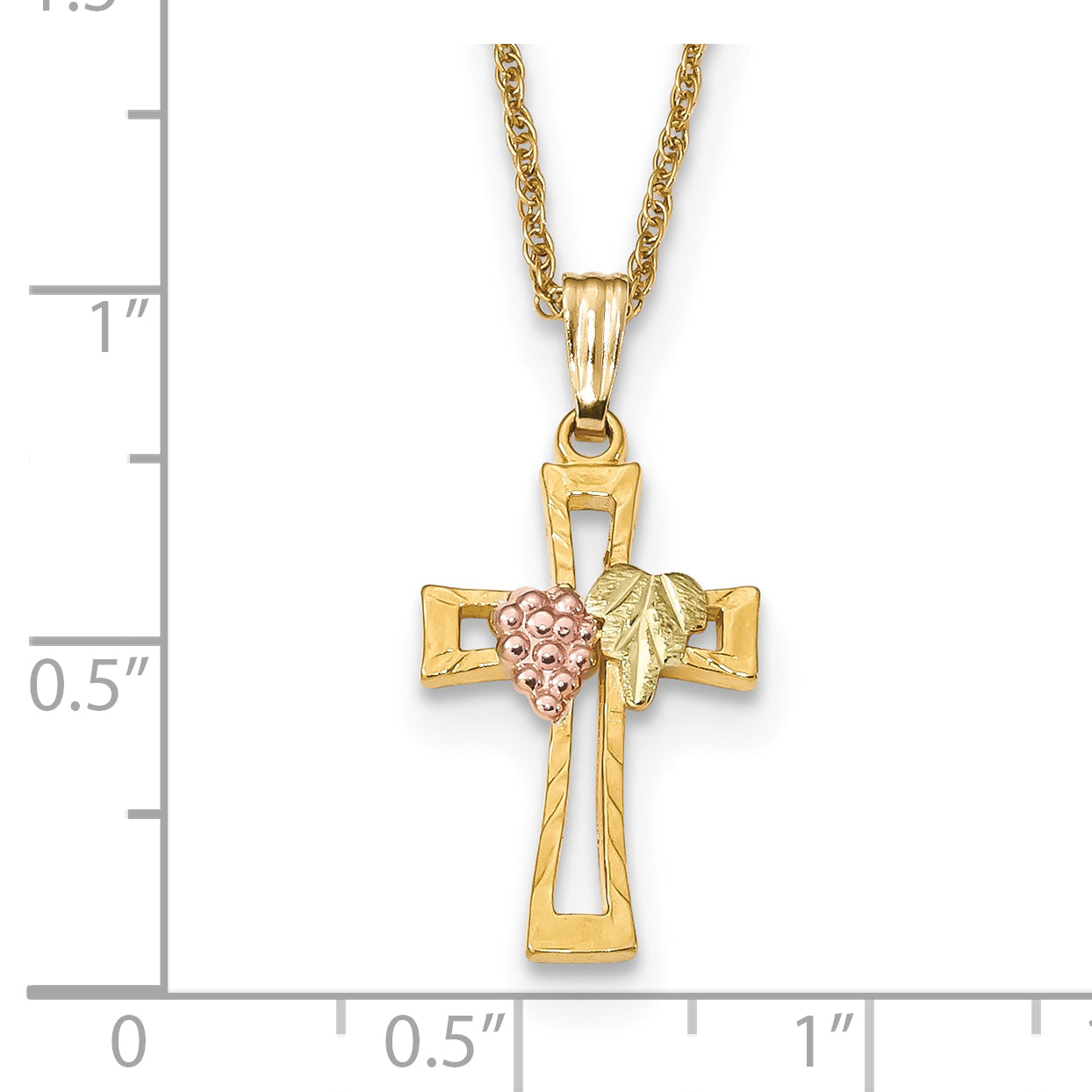 10k Tri Color Tri-Color Black Hills Gold Cross Necklace