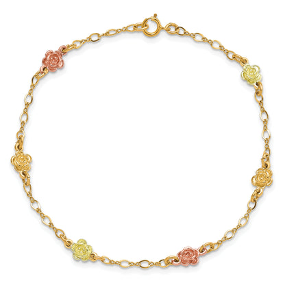 10k Tri Color Tri-color Gold Black Hills Roses Bracelet