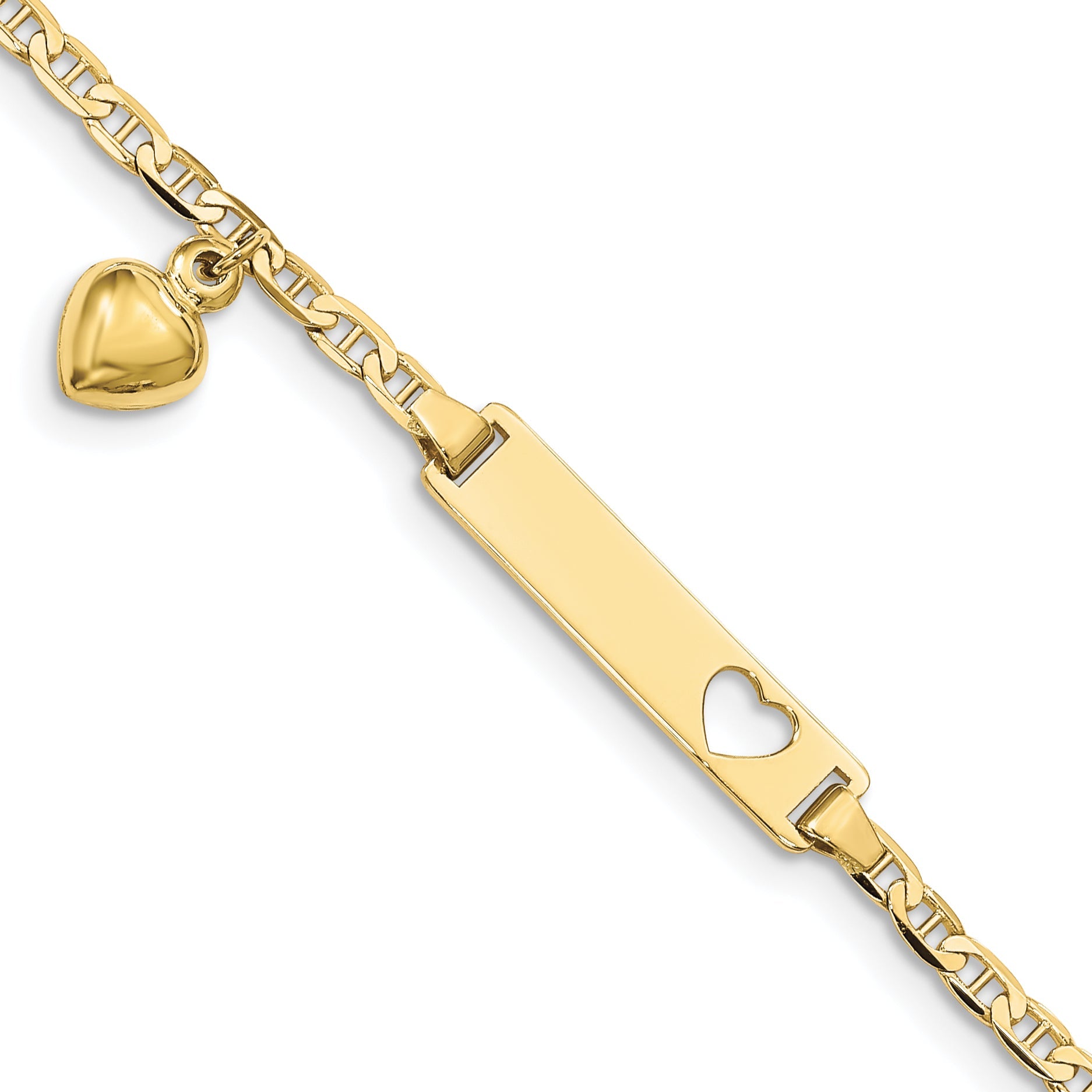 10k Yellow Gold Flat Anchor Link ID Bracelet