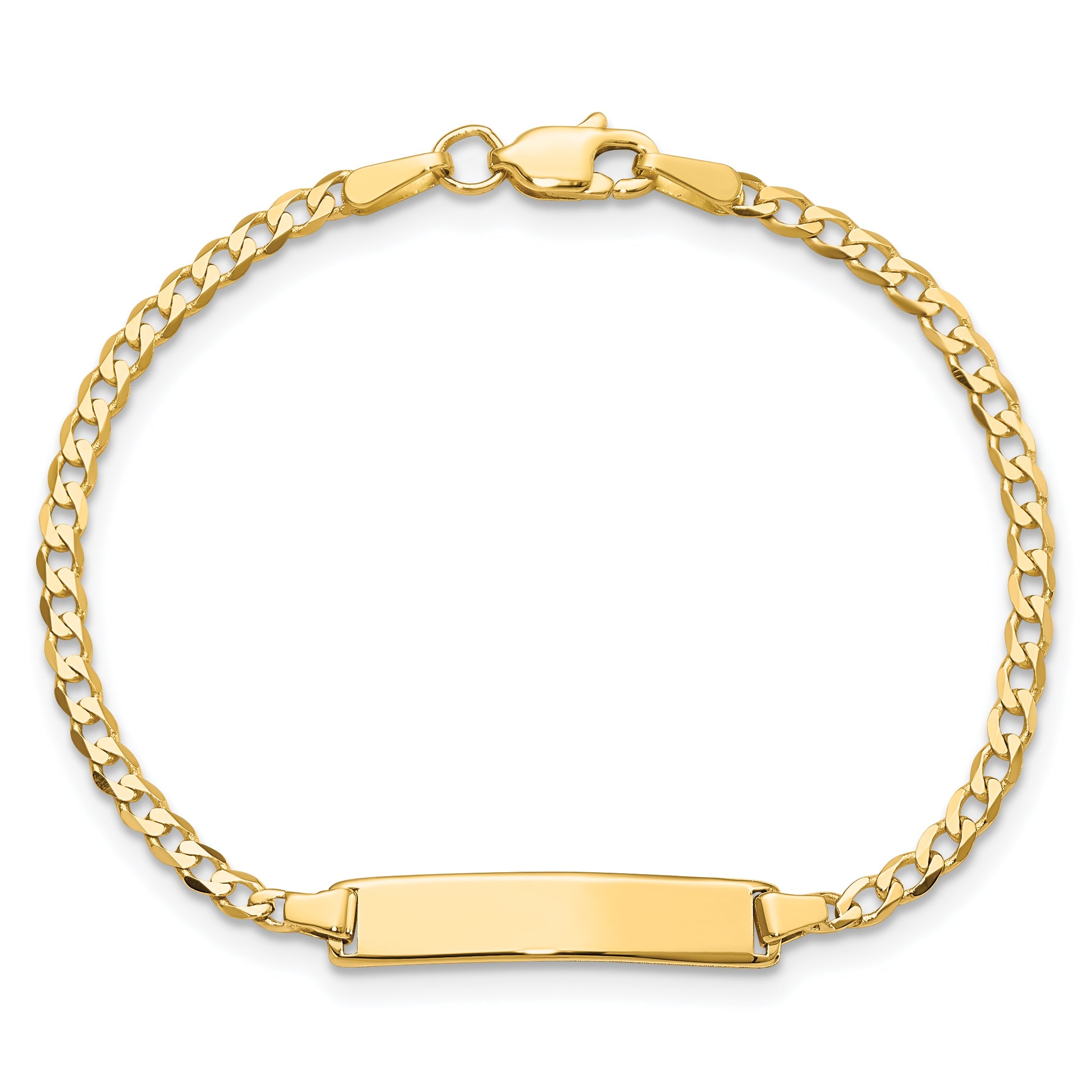 10k Yellow Gold Flat Curb Link ID Bracelet