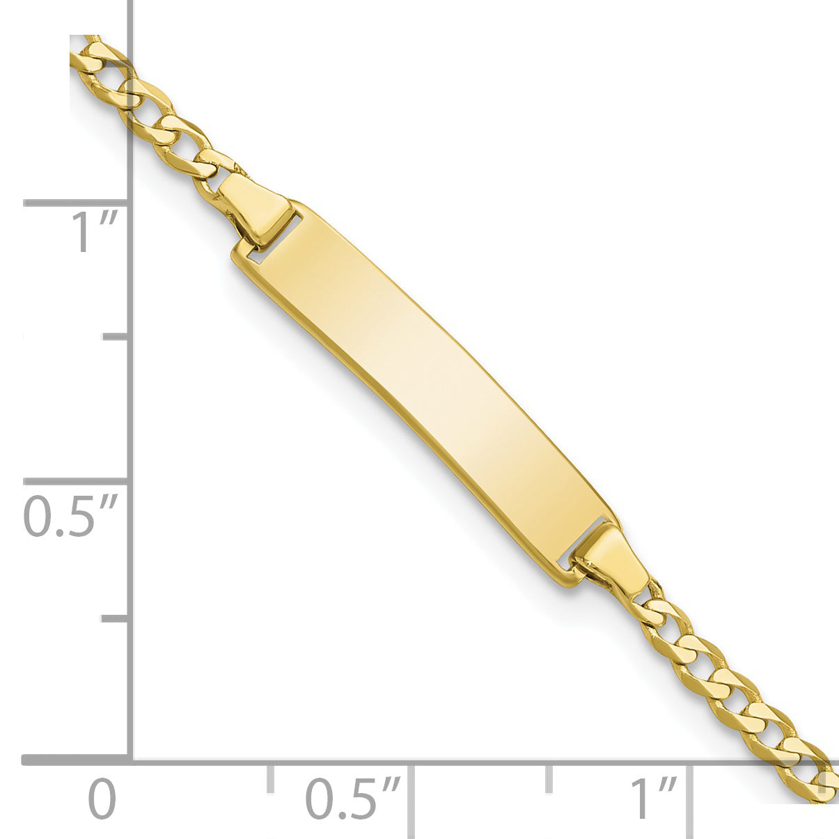10k Yellow Gold Flat Curb Link ID Bracelet