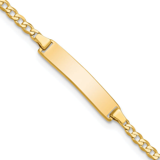 10k Yellow Gold Flat Curb Link ID Bracelet