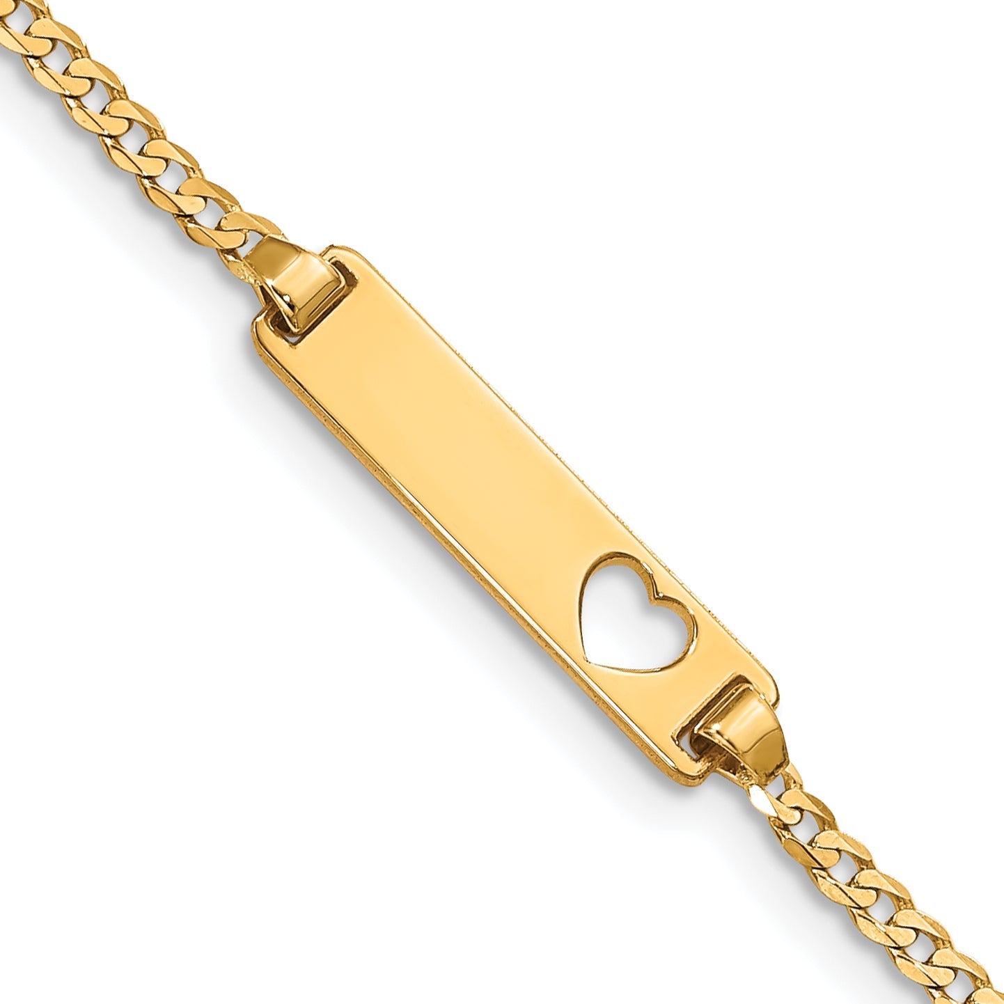10k Yellow Gold Flat Curb Link ID Bracelet