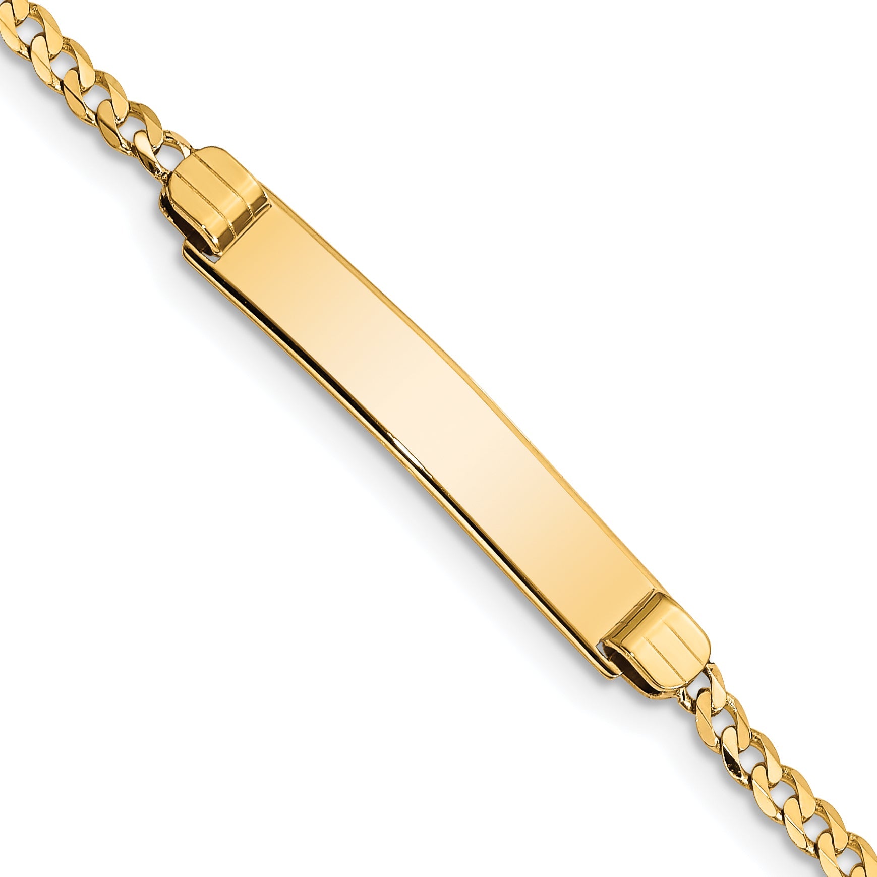 10k Yellow Gold Flat Curb Link ID Bracelet