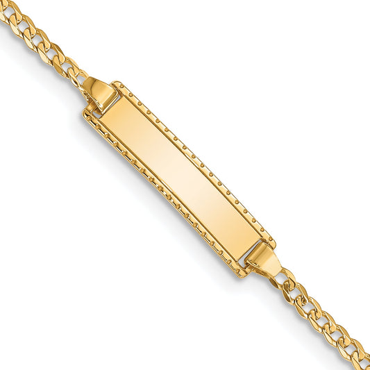 10k Yellow Gold Flat Curb Link ID Bracelet