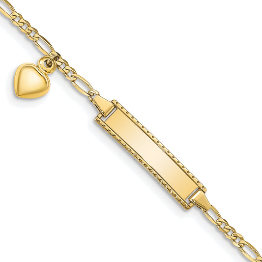 10k Yellow Gold Figaro Link ID Bracelet