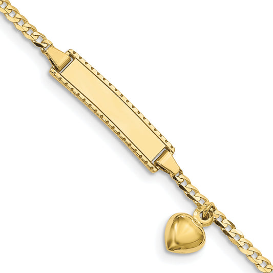 10k Yellow Gold Flat Curb Link ID Bracelet