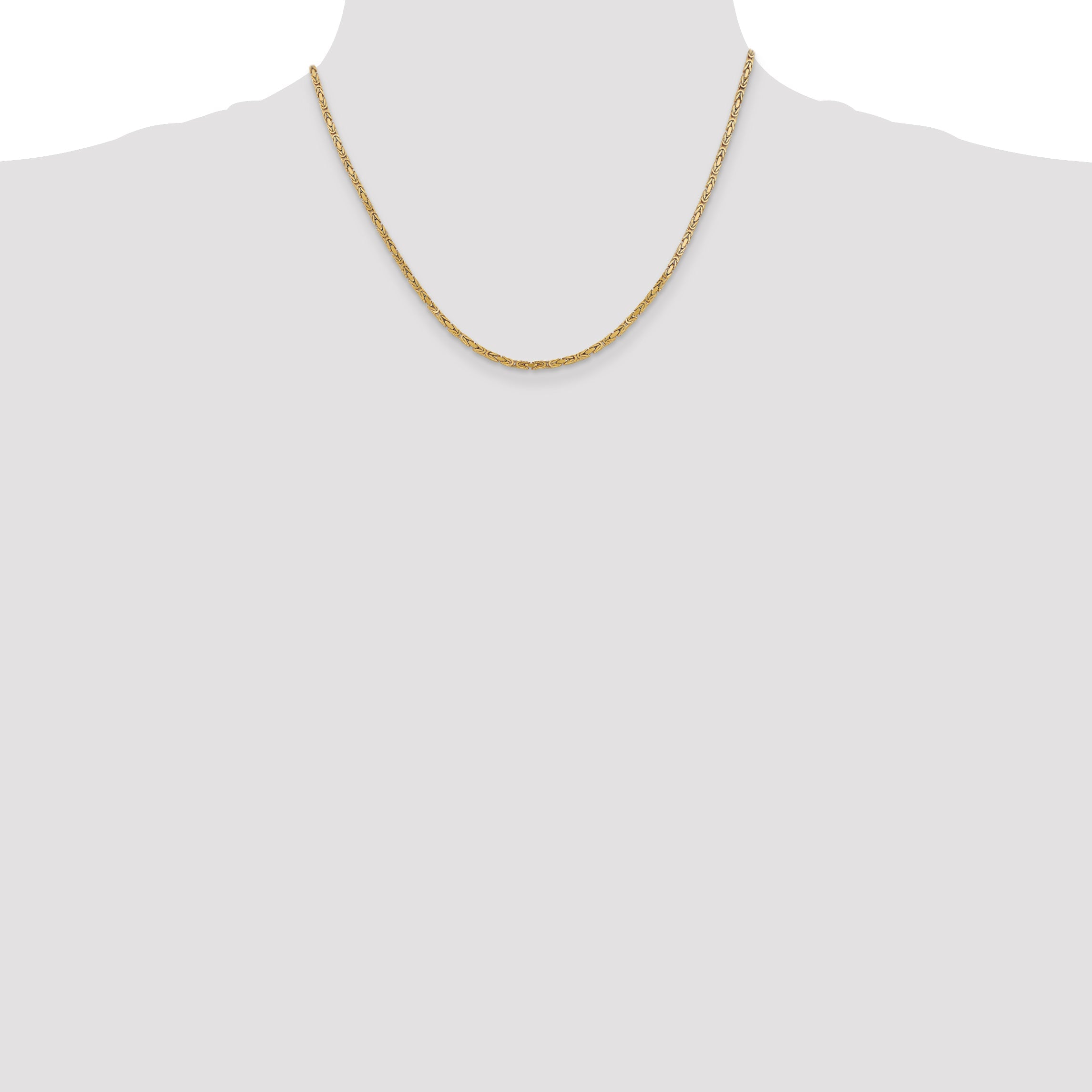 18 Inch 10K Yellow Gold 10K 2mm Byzantine Chain Necklace