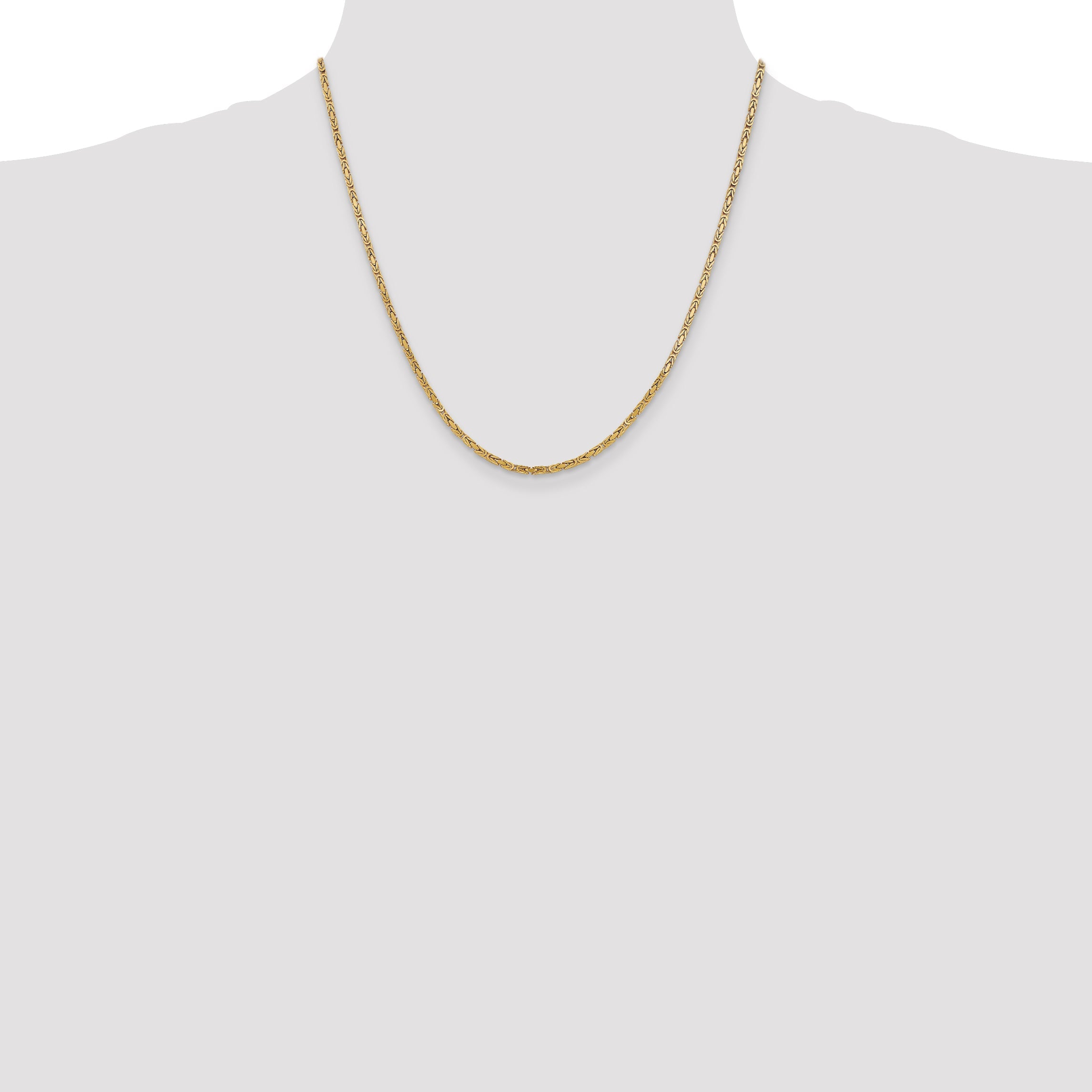 22 Inch 10K Yellow Gold 10K 2mm Byzantine Chain Necklace