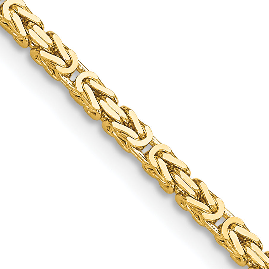 22 Inch 10K Yellow Gold 10K 2mm Byzantine Chain Necklace