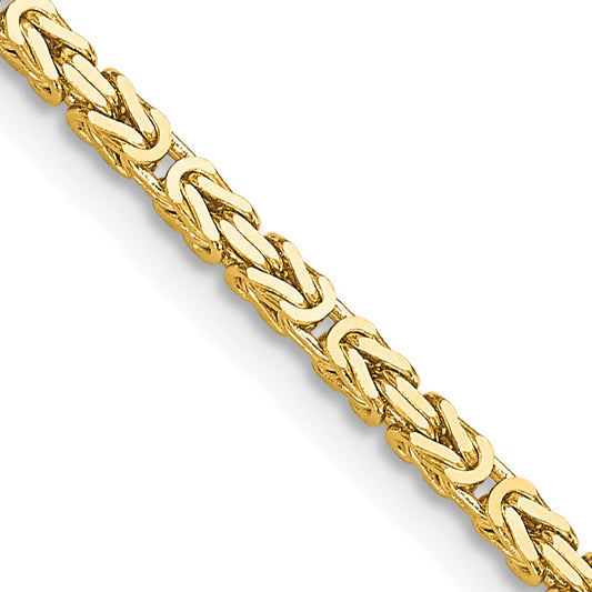 3 Inch 10K Yellow Gold 10K 2mm Byzantine Chain Necklace