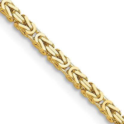 24 Inch 10K Yellow Gold 10K 2mm Byzantine Chain Necklace