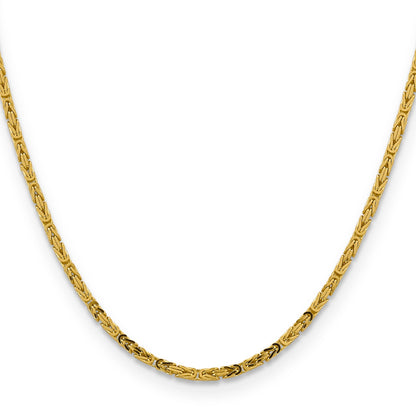 2 Inch 10K Yellow Gold 10K 2.5mm Byzantine Chain Necklace