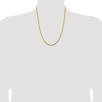 22 Inch 10K Yellow Gold 10K 2.5mm Byzantine Chain Necklace