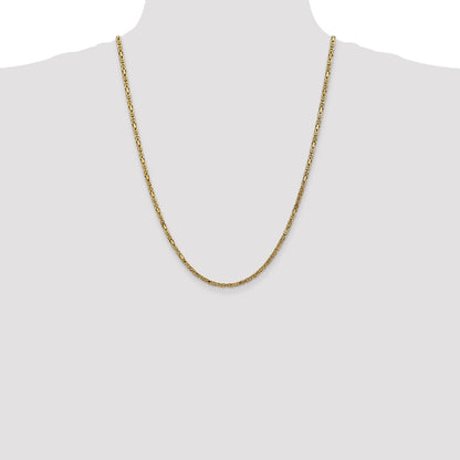 24 Inch 10K Yellow Gold 10K 2.5mm Byzantine Chain Necklace