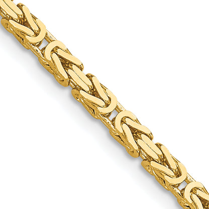 2 Inch 10K Yellow Gold 10K 2.5mm Byzantine Chain Necklace