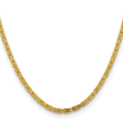 24 Inch 10K Yellow Gold 10K 3.25mm Byzantine Chain Necklace