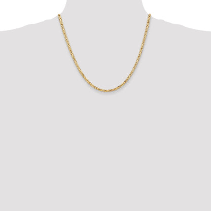2 Inch 10K Yellow Gold 10K 3.25mm Byzantine Chain Necklace