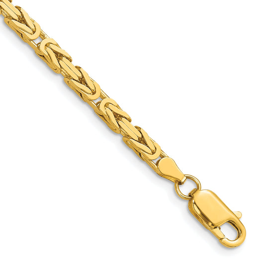 8 Inch 10K Yellow Gold 10K 3.25mm Byzantine Chain Bracelet