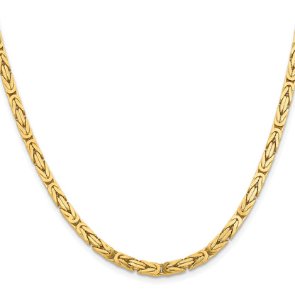24 Inch 10K Yellow Gold 10K 4mm Byzantine Chain Necklace