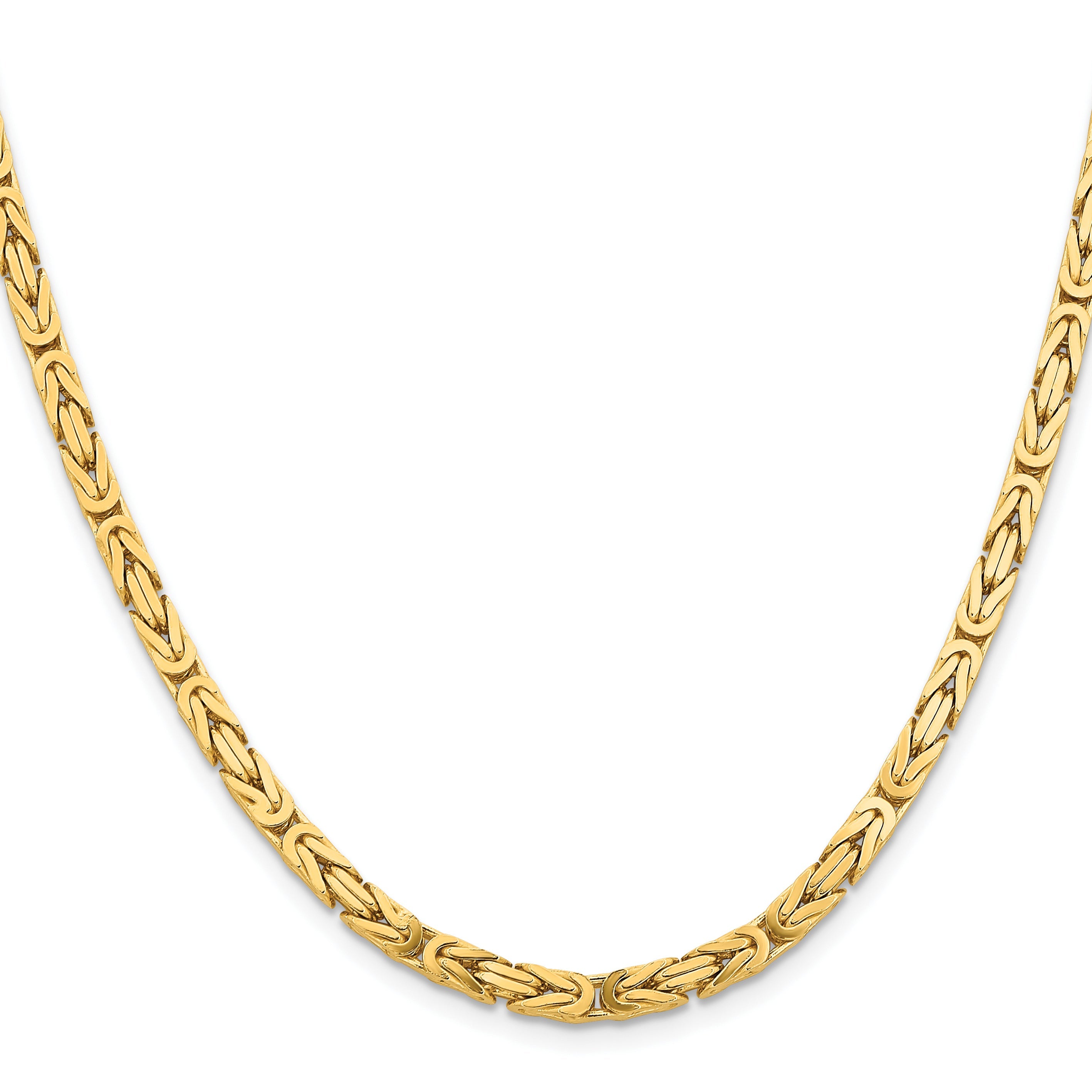 3 Inch 10K Yellow Gold 10K 4mm Byzantine Chain Necklace