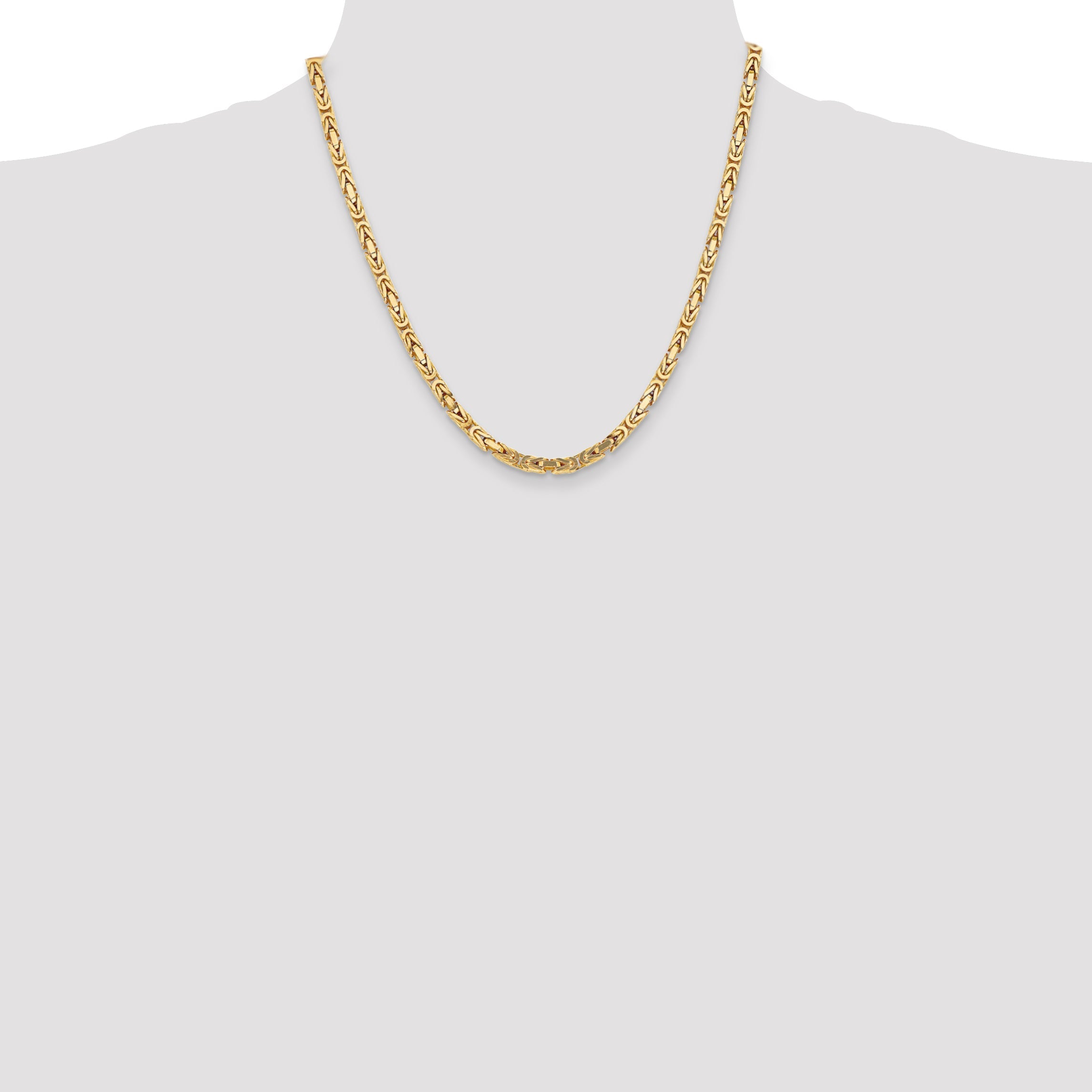 2 Inch 10K Yellow Gold 10K 4mm Byzantine Chain Necklace