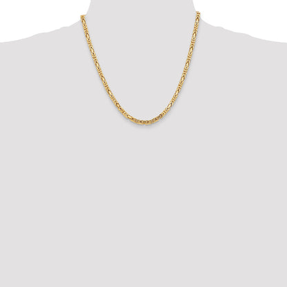 2 Inch 10K Yellow Gold 10K 4mm Byzantine Chain Necklace