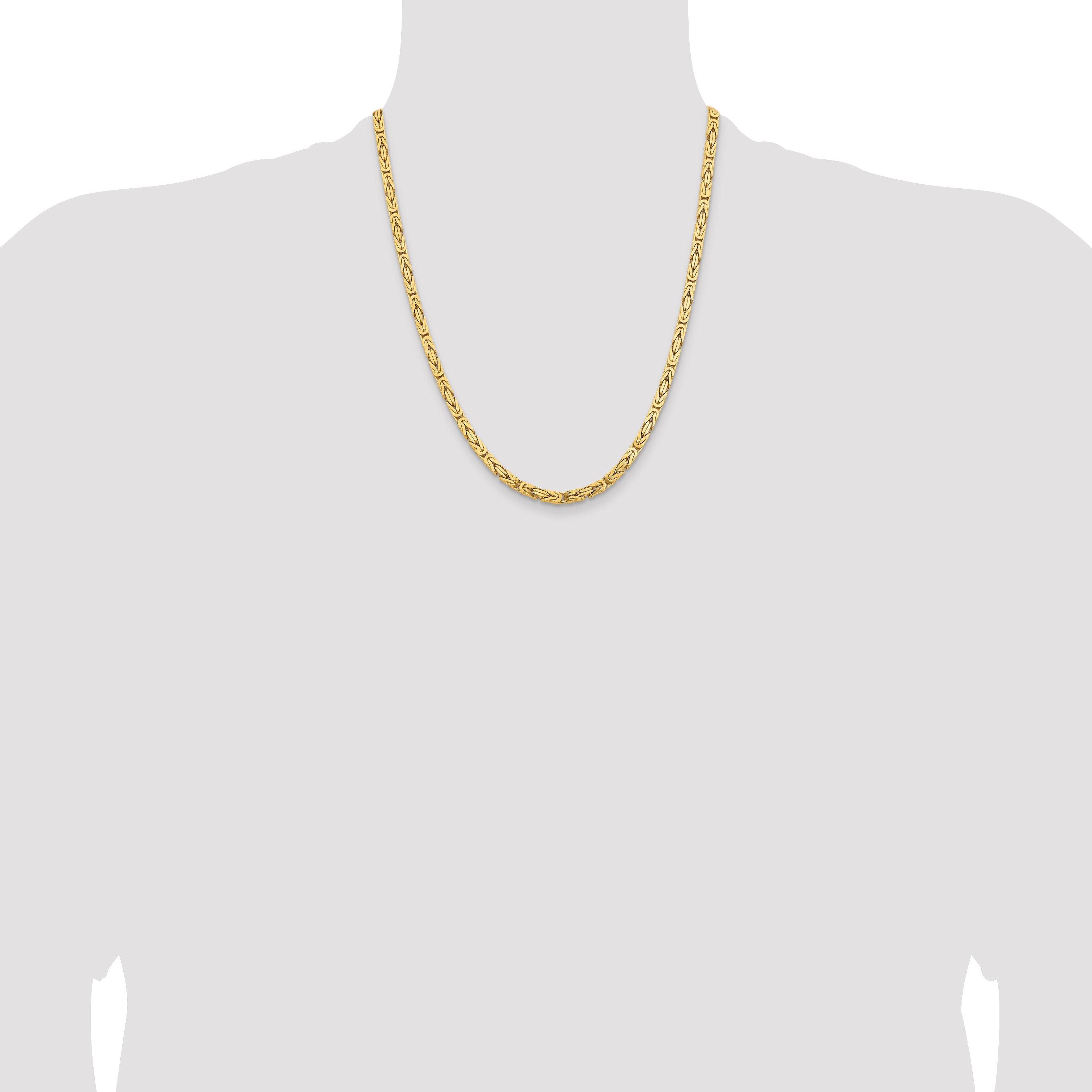22 Inch 10K Yellow Gold 10K 4mm Byzantine Chain Necklace
