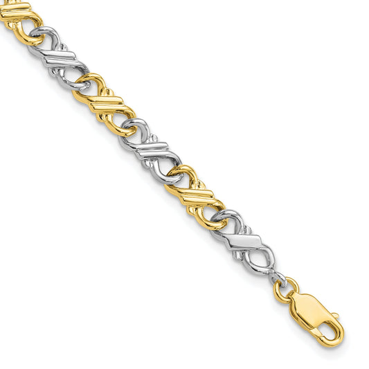 10k Two-tone Solid Polished Fancy Bracelet