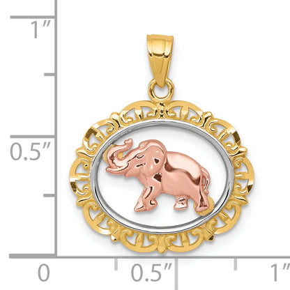 10k Two-tone with White Rhodium Elephant Charm